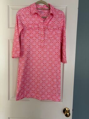 Women's Pink Patterned Shirt Dress